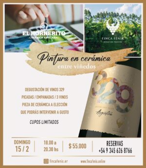 Pintura en cerámica entre viñedos